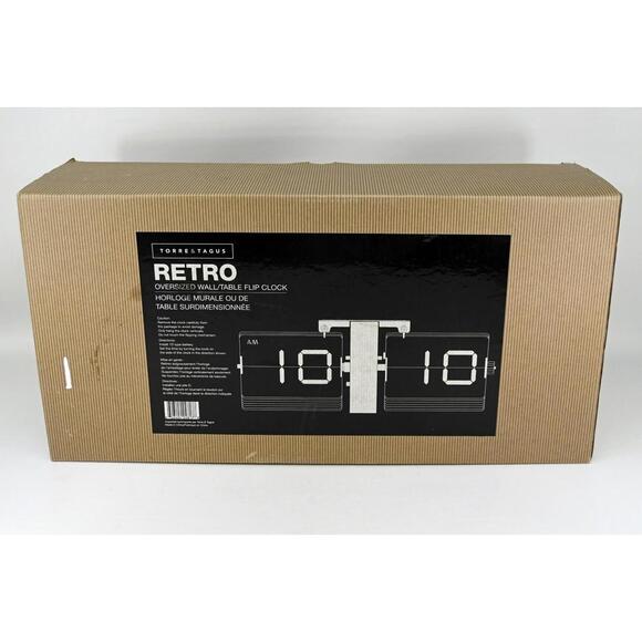 Torre & Tagus Retro Oversized Wall or Table Flip Clock Black 14.25